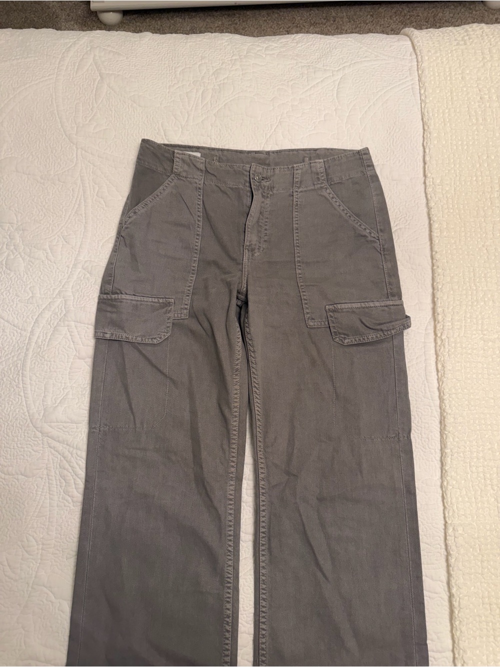Zara Gray Straight-Leg Cargo Trousers - Picture 3 of 7